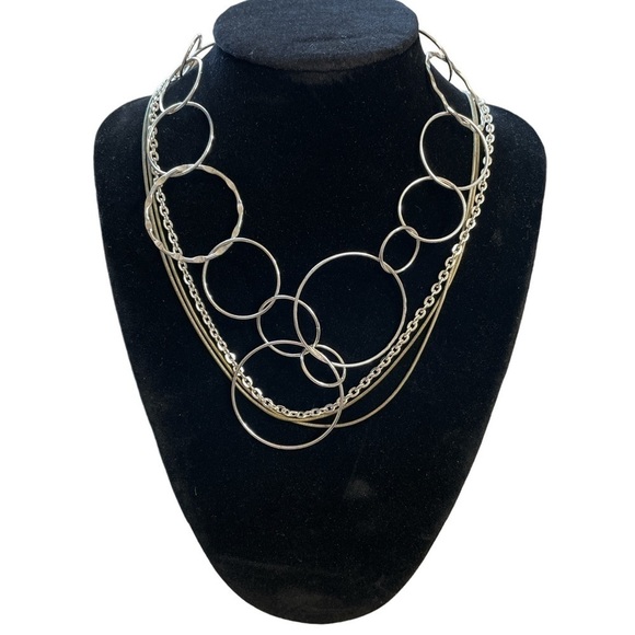 Circle & Chain Hoop Style Necklace - Picture 1 of 9